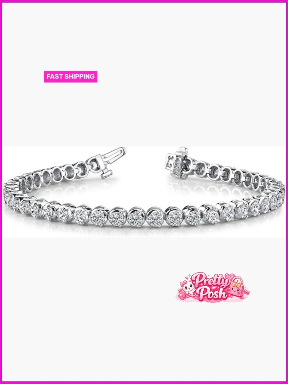 3 to 30 Carat Lab Grown Diamond Tennis Bracelet 14K White Gold